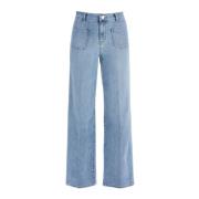 Frame Högmidjade Bardot-jeans i denim Blue, Dam