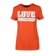 Love Moschino Bomull T-shirt med Stiligt Design Orange, Dam