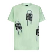 Givenchy Grön 4G Hänglås Tryck T-shirt för Män Green, Herr