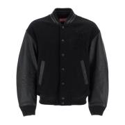 Diesel Ull Varsity Jacka med Lärmärken Black, Herr