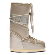 Moon Boot Ikonisk Glance Platinum Vinterstövlar Beige, Dam