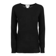 Kangra Svart Ull Cashmere Crew Neck Tröja Black, Dam