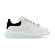 Alexander McQueen Vita Läder Sneakers Svart Mocka Häl White, Dam