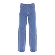 Ganni Raka Jeans med Vertikal Rand Blue, Dam