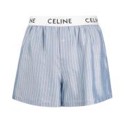 Celine Randiga silkesboxers med logomidjeband Blue, Herr