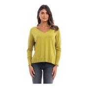 Liu Jo V-ringad T-shirt med lurexinsats Green, Dam