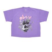 Obey Lila Blomma Trädgårdsälva Crop Tee Purple, Dam