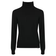 Fay Svart ull turtleneck tröja Black, Herr