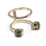 Alexander McQueen Gyllene Dubbel Bandring med Skull-detaljer Yellow, D...