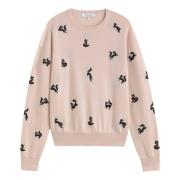 Maison Kitsuné Fancy Fox Broderad Jumper Pink, Dam