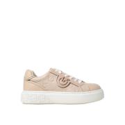 Pinko Läder Sneakers Yoko 06 Beige, Dam