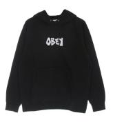 Obey Svart Fleece Hoodie med Känguruficka Black, Herr