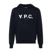 A.p.c. Midnight Blue Flocked Logo Sweater Blue, Dam