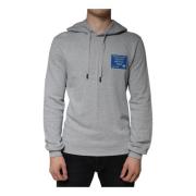 Dolce & Gabbana Grå Bomull Logo Hoodie Gray, Herr