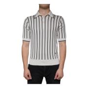 Dolce & Gabbana Randig Polo T-shirt med Logodetaljer White, Herr