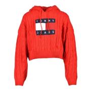 Tommy Jeans Avslappnad Stickad Tröja Red, Dam