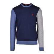 U.s. Polo Assn. Stickad tröja med viskosblandning Blue, Herr