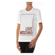 Love Moschino Bomull Tops T-Shirt - Trendig och Bekväm White, Dam