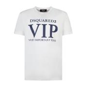 Dsquared2 Vit Vip T-shirt med tryckt bokstäver White, Herr