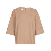 Marie Méro Elegant Kamel Tunika Blus Brown, Dam