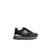 Liu Jo Svarta Mocka Sneakers med Nylon och Mesh Insatser Black, Dam