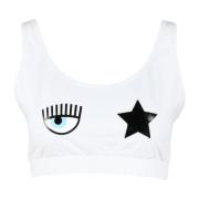 Chiara Ferragni Collection Bomull Elastan Topp White, Dam