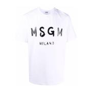 Msgm Bomull T-shirt med unik design White, Herr