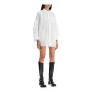 Sacai Vit Poplinblus med Luftiga Insatser White, Dam