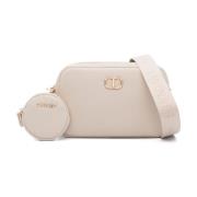 Twinset Eko-läder Crossbody Väska med Metalllogo White, Dam