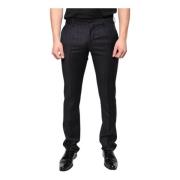 Dolce & Gabbana Svart Ull Skinny Klänning Byxor Logo Black, Herr