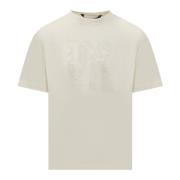 Palm Angels Vit Crew Neck Kortärmad T-shirt Beige, Herr