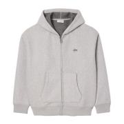 Lacoste Herr Flanellhoodie med Dragkedja Gray, Herr