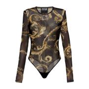 Versace Jeans Couture Svart Transparent Långärmad Topp Multicolor, Dam