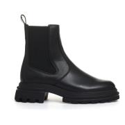 Hogan Svart läder Chelsea boot med elastik Black, Dam