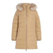 Tommy Hilfiger Heritage Down Tyra Coat med Päls Beige, Dam