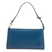 Louis Vuitton Vintage Pre-owned Tyg axelremsvskor Blue, Dam