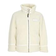 Alpha Industries Off White Sherpa Jacka med Spänne White, Herr