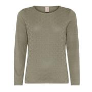 Skovhuus Feminin O-Neck Pullover Blus Purjolök Grön Green, Dam