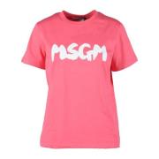 Msgm Bomull T-shirt med unik stil Pink, Dam