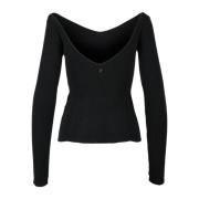 Dondup Elegant Viskos Elastan Stickad Topp Black, Dam