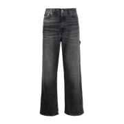 Haikure Svarta Wide Leg Denim Jeans Black, Herr