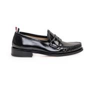 Thom Browne Svarta Läderloafers med Grosgrain-detalj Black, Herr