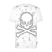 Philipp Plein Avslappnad Bomull T-shirt i Svart White, Herr