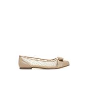 Salvatore Ferragamo Mesh Slip-On Ballet Flats Beige Beige, Dam