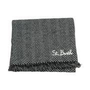 Saint Barth Mjuk Ull Scarf Svart Grå Chevron Black, Dam