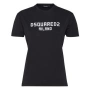 Dsquared2 Svart och vit tryck T-shirt Black, Dam