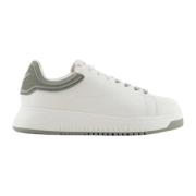 Emporio Armani Vit Läder Sneaker Retro Stil White, Herr