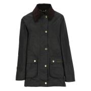 Barbour Blå Bomulls Jacka med Corduroy Krage Blue, Dam