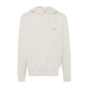 Boss Orange Broderad Logga Hoodie i Bomull Beige, Herr