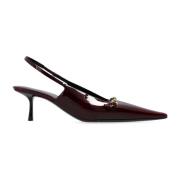 Saint Laurent Burgundy Läder Slingback Pumps Red, Dam